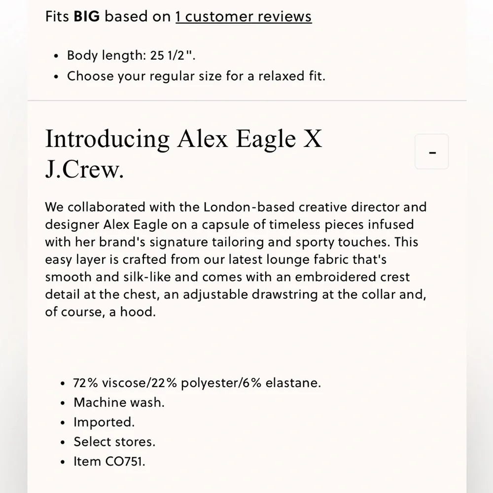 NEW Alex Eagle X J.Crew scuba-knit full-zip hoodie chocolate patch CO751 $168